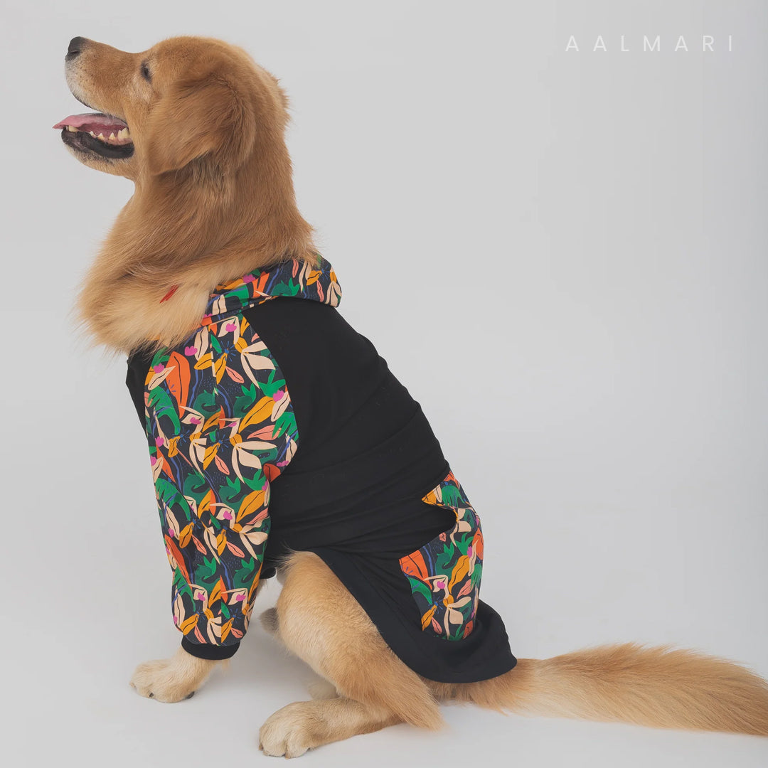 Black Tropical Bomber Dog Shacket