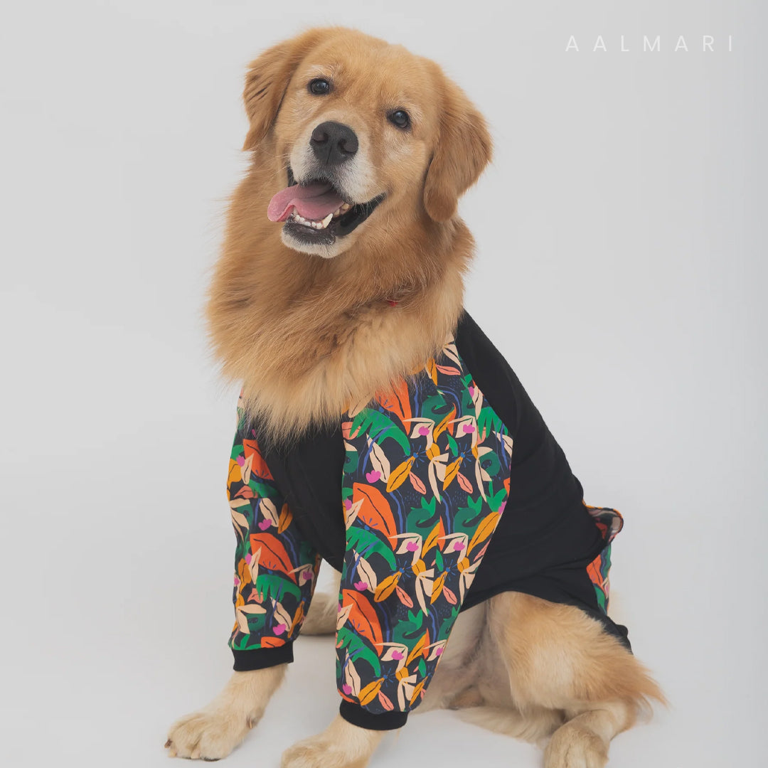 Black Tropical Bomber Dog Shacket