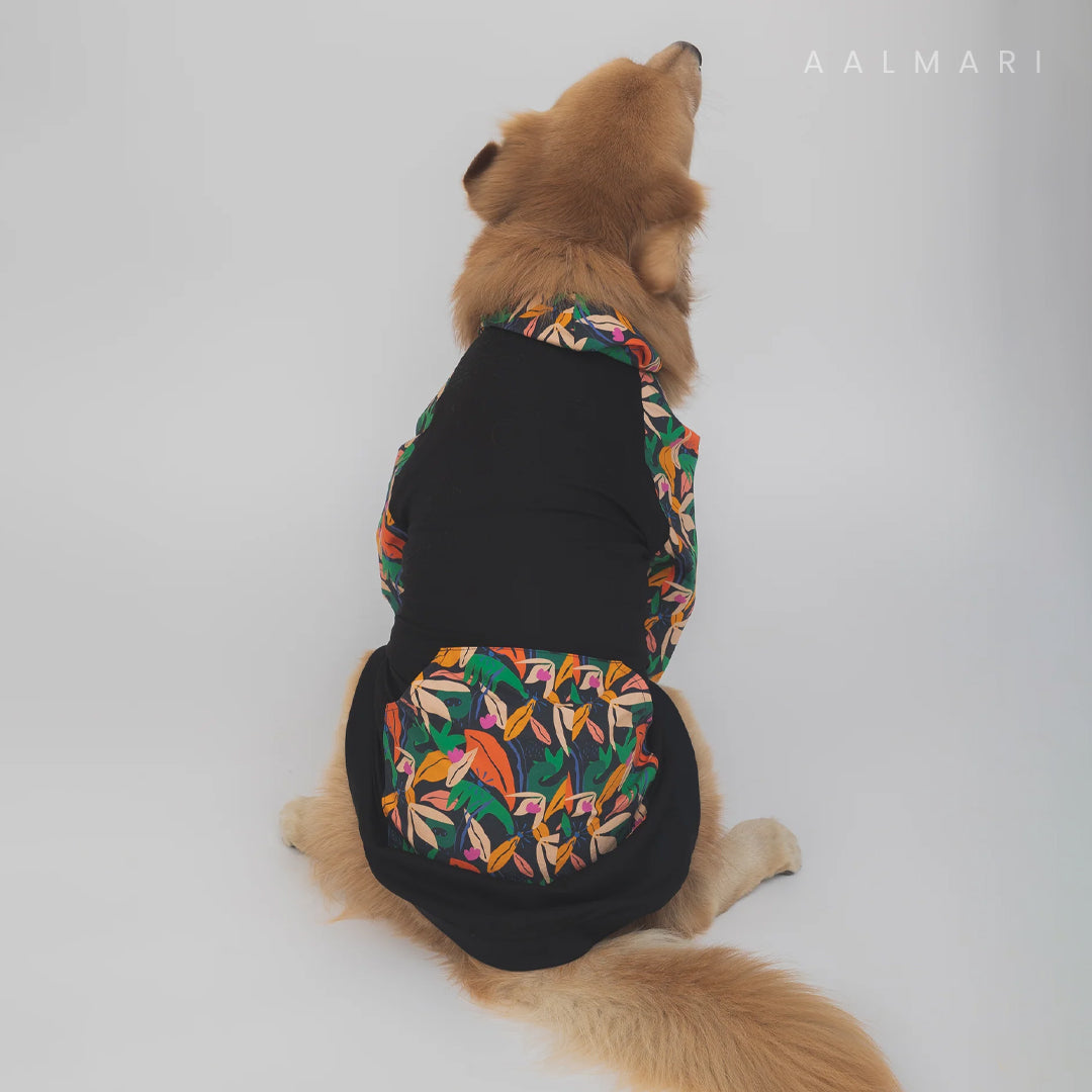 Black Tropical Bomber Dog Shacket