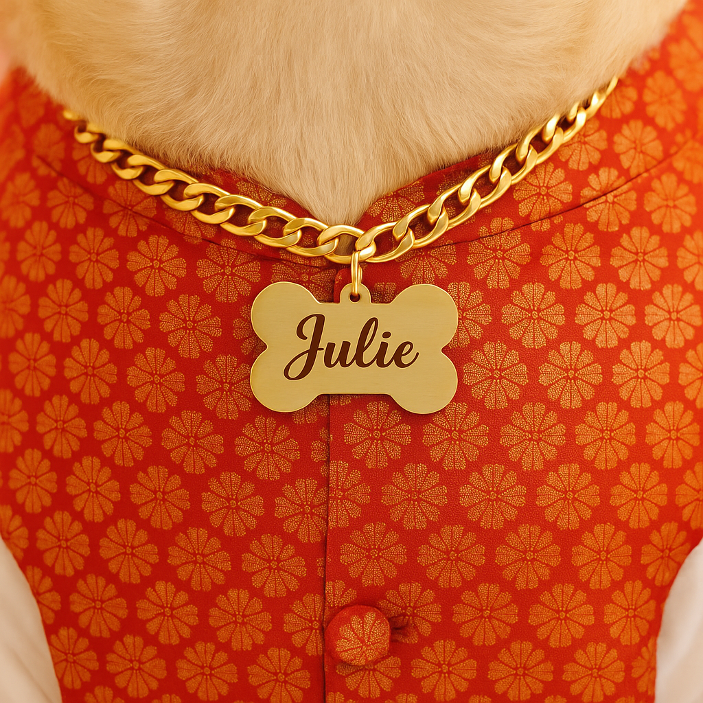 Festive Paw Combo – Kurta & Name Tag for Dogs
