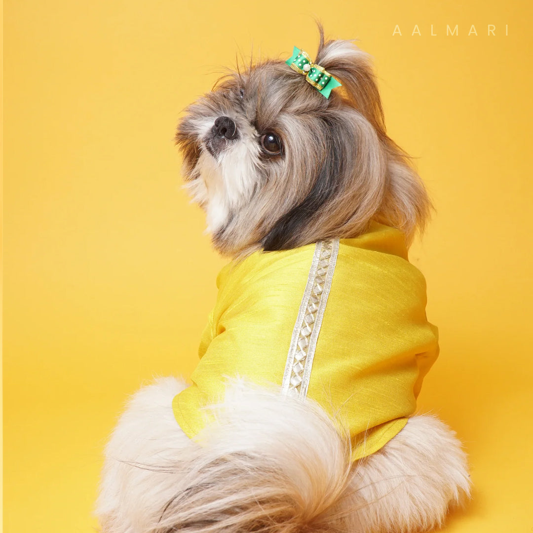 Silk Yellow Gotapati Kurta