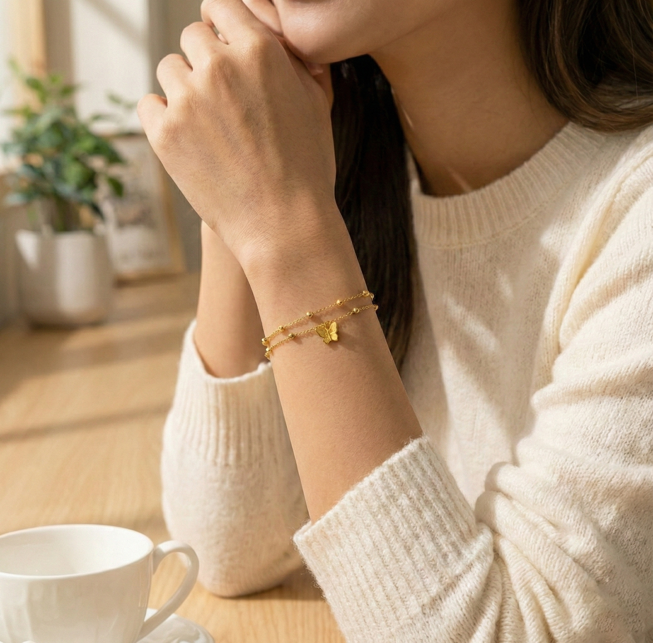 Butterfly Charm Layered Bracelet